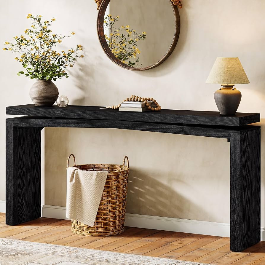Solid Wood Console Table, 63-Inch Long Farmhouse Sofa Table Behind Couch for Entryway, Living Roo... | Amazon (US)