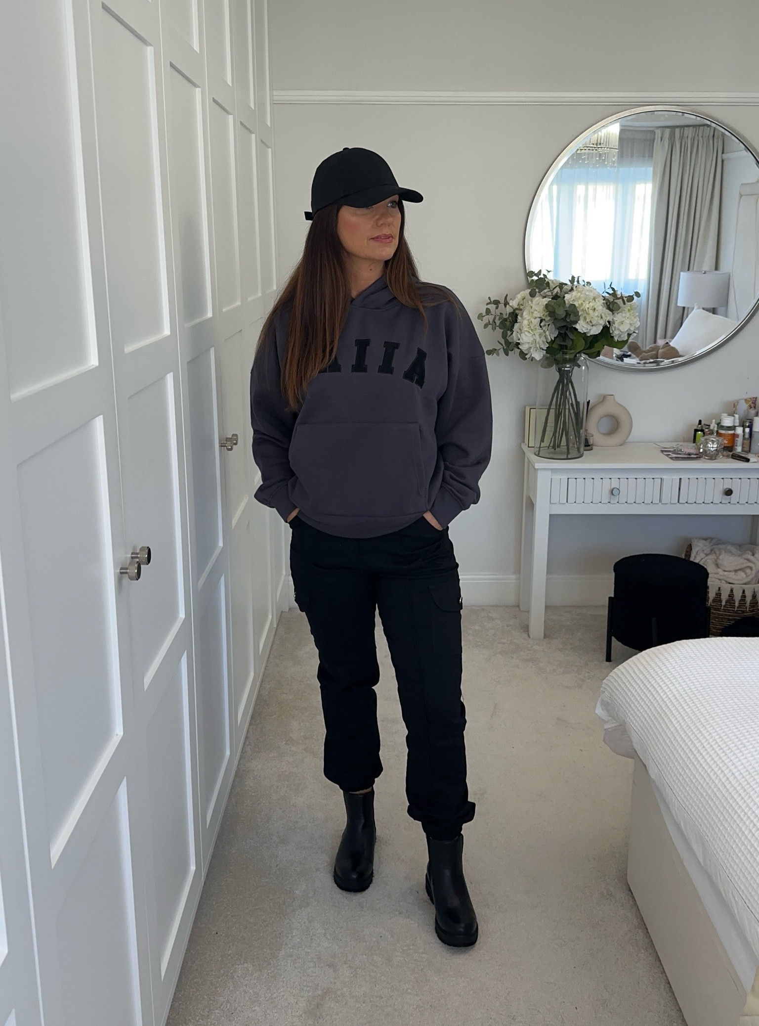 H&m, Public desire, River island, Asos, Simply be, transitional outfit, transitional style, autumn outfit, autumn fashion, oversized hoodie, grey hoodie, cargo trousers, black cargo trousers, ankle boots, baseball cap, black cap, autumn outfit ideas, casual fit, style inspiration 

#LTKstyletip #LTKSeasonal #LTKeurope