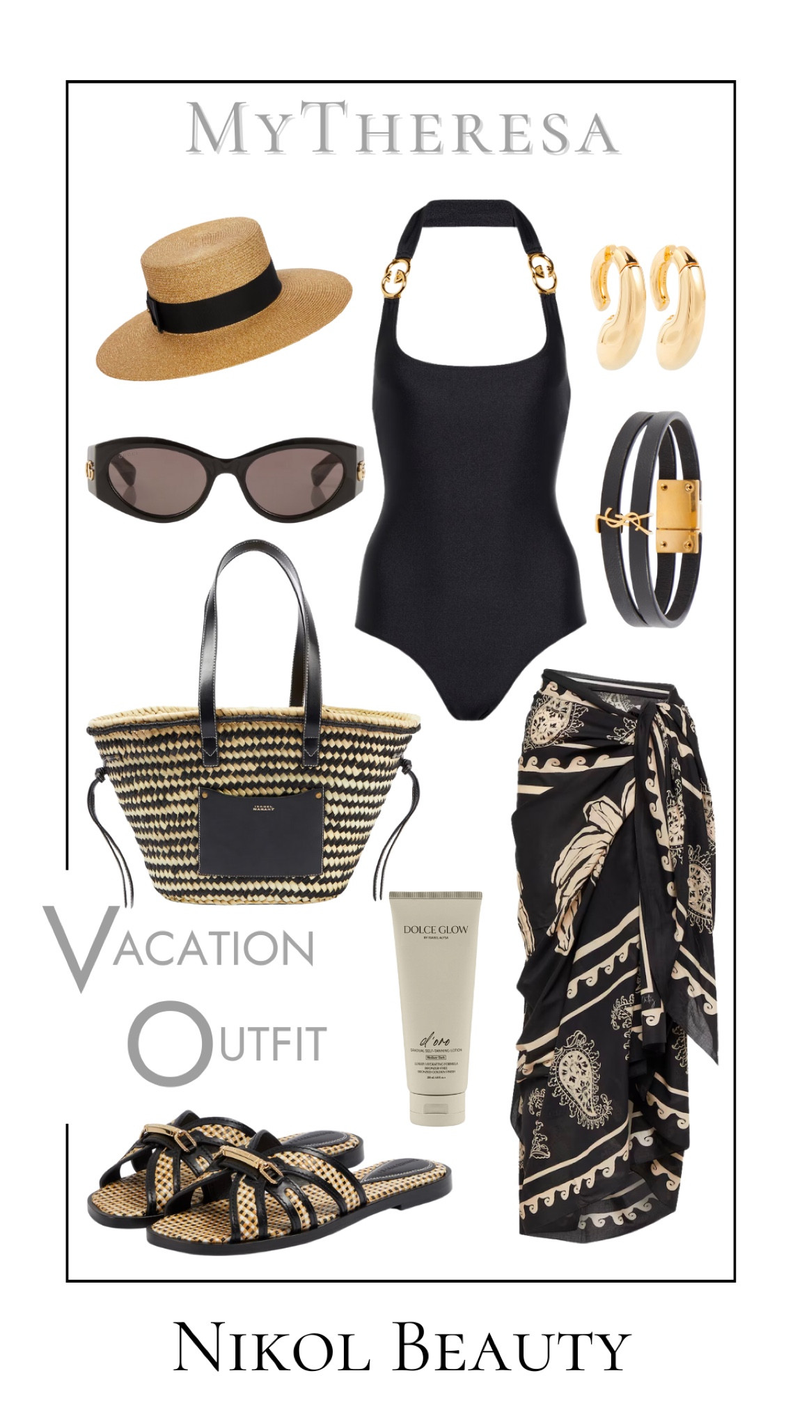 Embrace vacation mode in this black and beige ensemble from Mytheresa – swimsuit, cover-up, raffia tote, and sandals. #VacationStyle #BlackAndBeige #Mytheresa #Swimsuit #TravelChic #EscapeInStyle



#LTKstyletip #LTKswim #LTKshoecrush