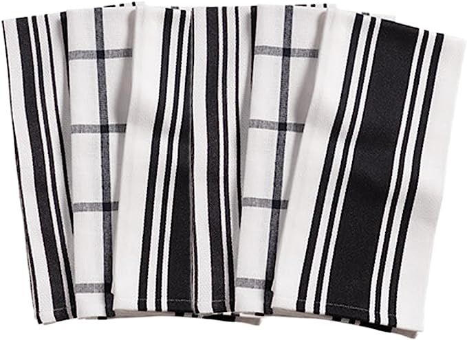 KAF Home Kitchen Towels, Set of 6, Black & White, 100% Cotton, Machine Washable, Ultra Absorbent | Amazon (US)