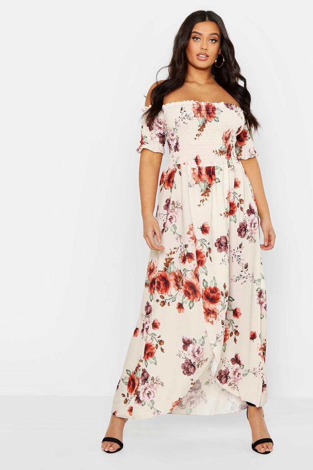Plus Floral Off Shoulder Maxi Dress | Boohoo.com (UK & IE)