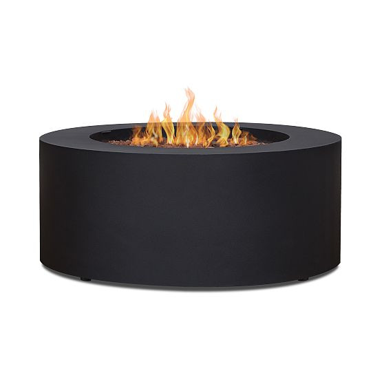 Rutland 36" Round Steel Propane or Natural Gas Fire Pit Table in Black by Real Flame | West Elm (US)