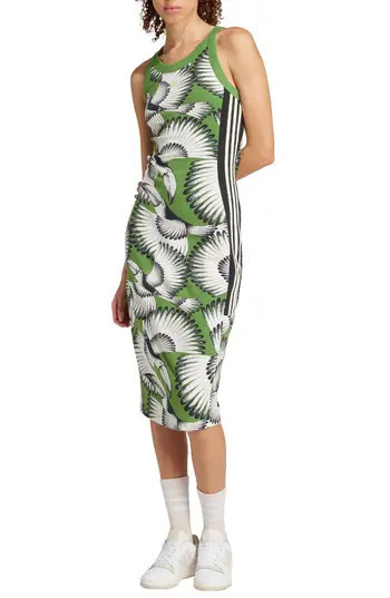 ADIDAS X FARM RIO x Farm Rio Tank Dress in Cream White/Crew Green/Black at Nordstrom Rack, Size Large | Nordstrom Rack