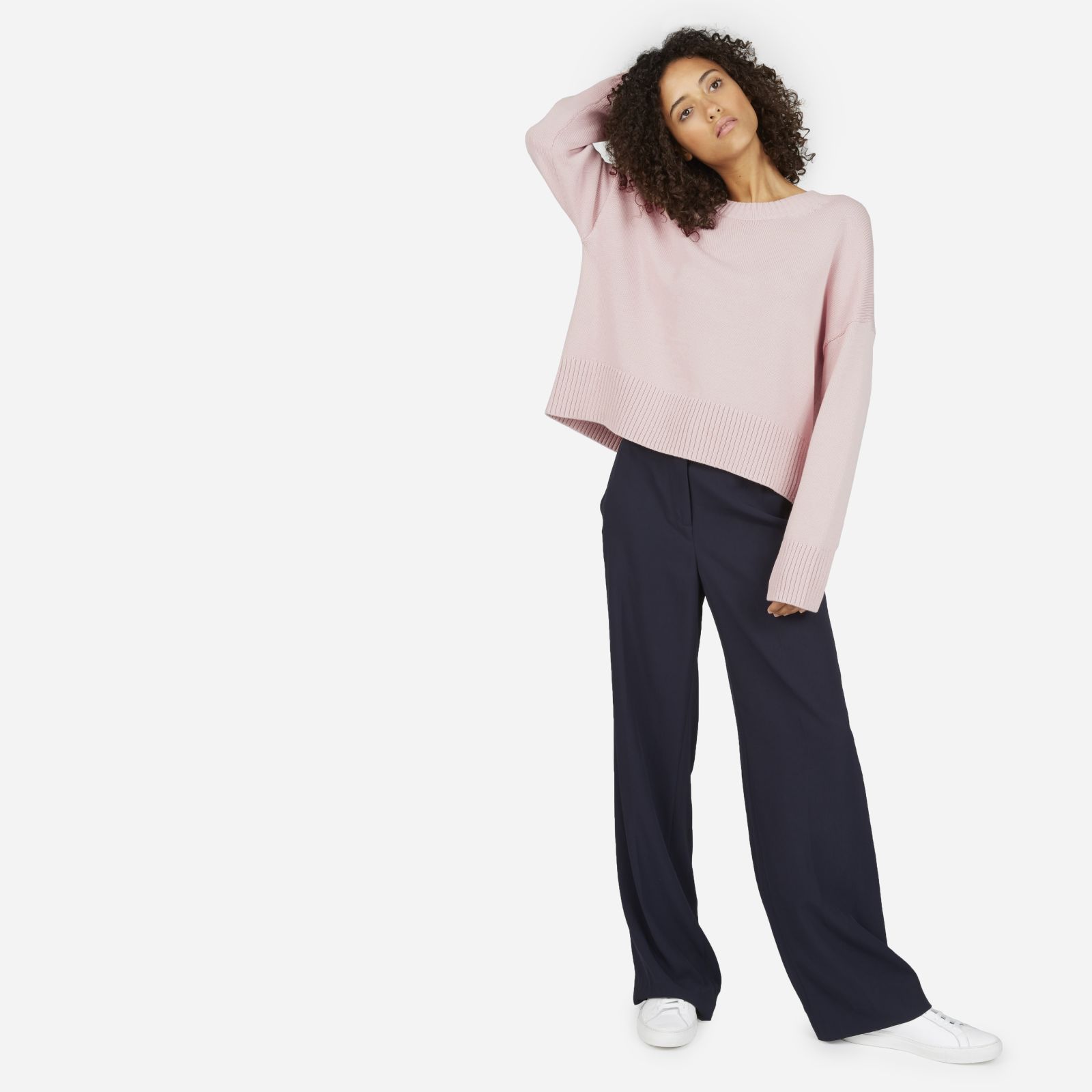 Women's Soft Cotton Square Crew Sweater by Everlane in Pale Pink, Size XXS | Everlane