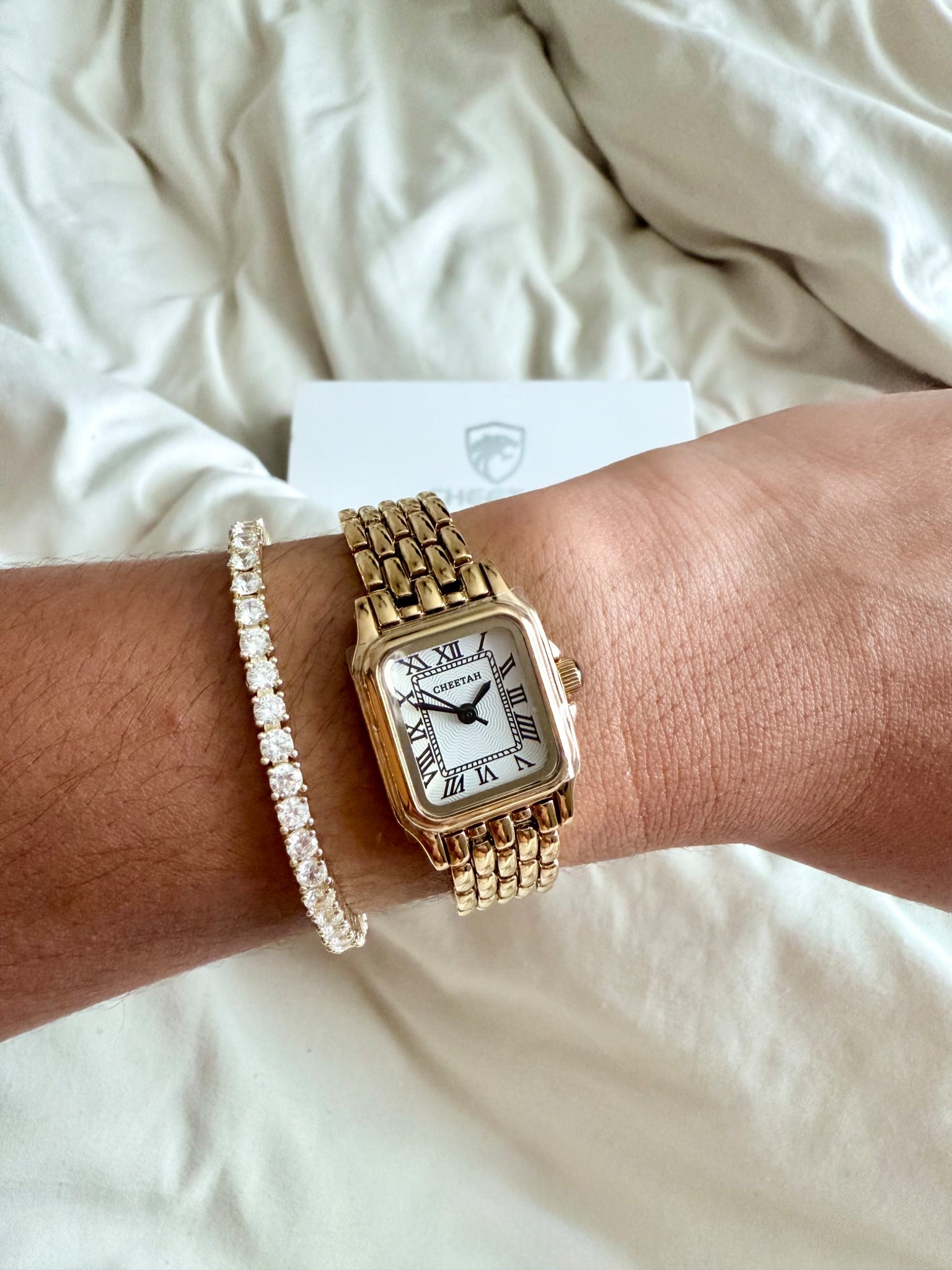 This stunning watch and tennis bracelet are on sale! Runnnn don’t walk. 
Don’t they just nicely together? 

#LTKFindsUnder50 #LTKSaleAlert #LTKBeauty