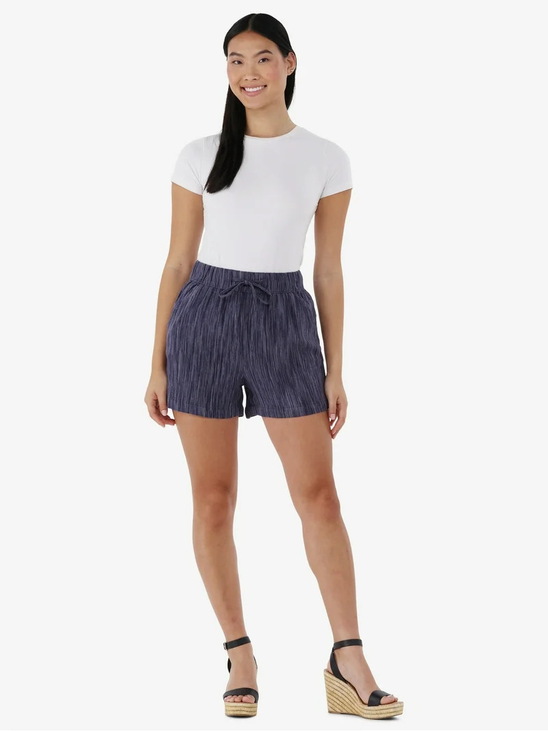 Time and Tru Women's Linen Blend Pull On Shorts, 3.5" Inseam, Sizes XS-XXXL | Walmart (US)
