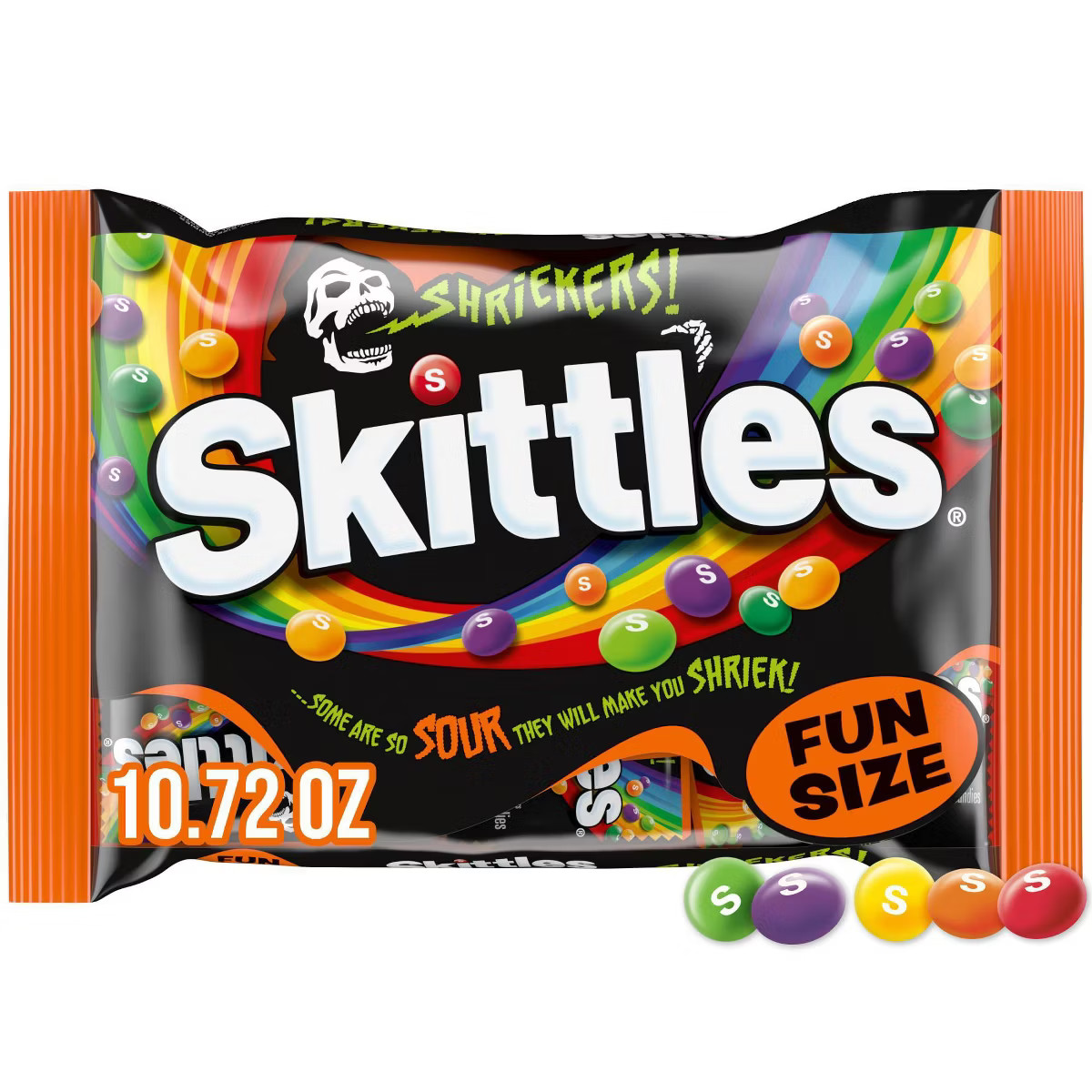 Skittles Shriekers Halloween Sour Candy Fun Size Bag - 10.72oz | Target