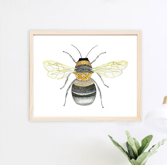 Bee Art Print Bumblebee Honey Bee Entomology Bug Insect - Etsy | Etsy (US)