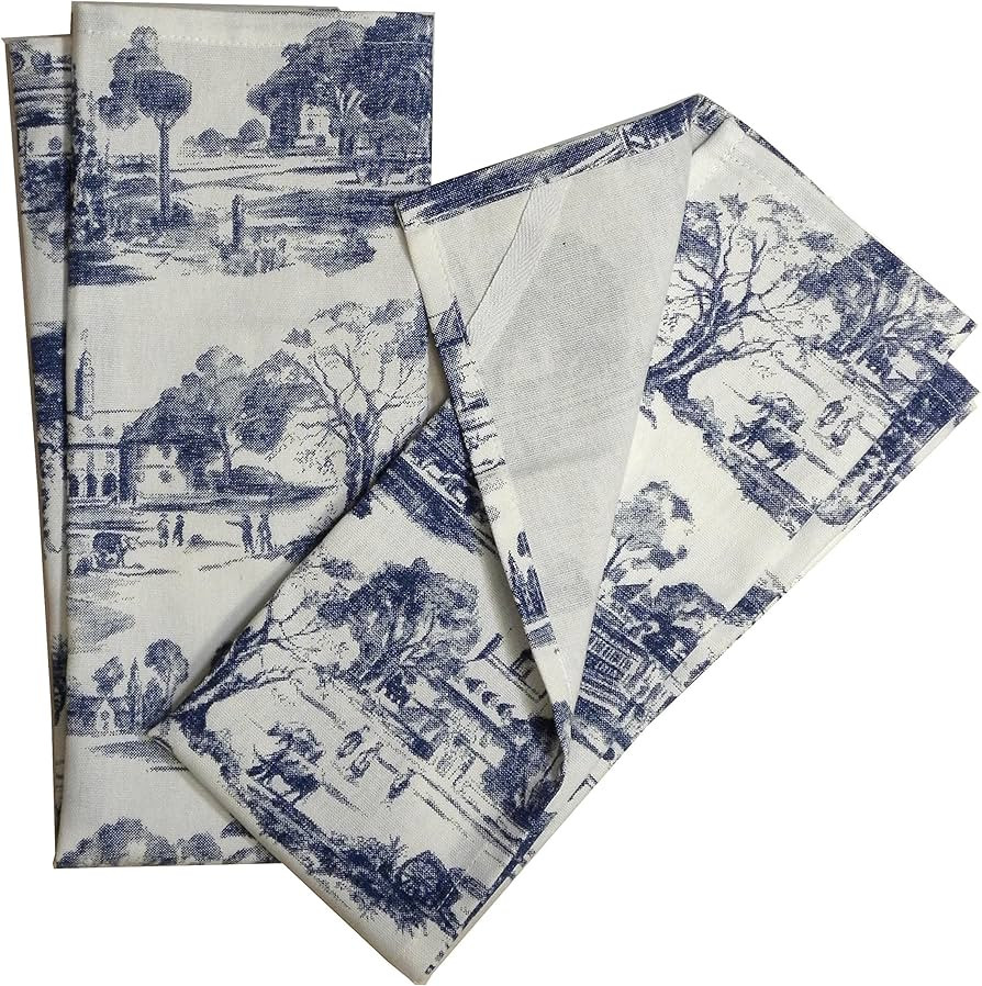 Toile French Country Dish Towel,Set of 2, Blue | Amazon (US)