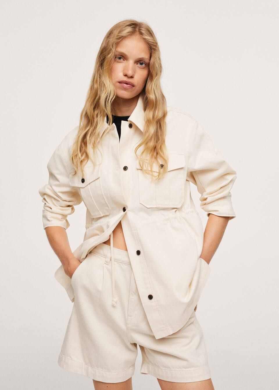 Chest-pocket cotton overshirt | MANGO (US)