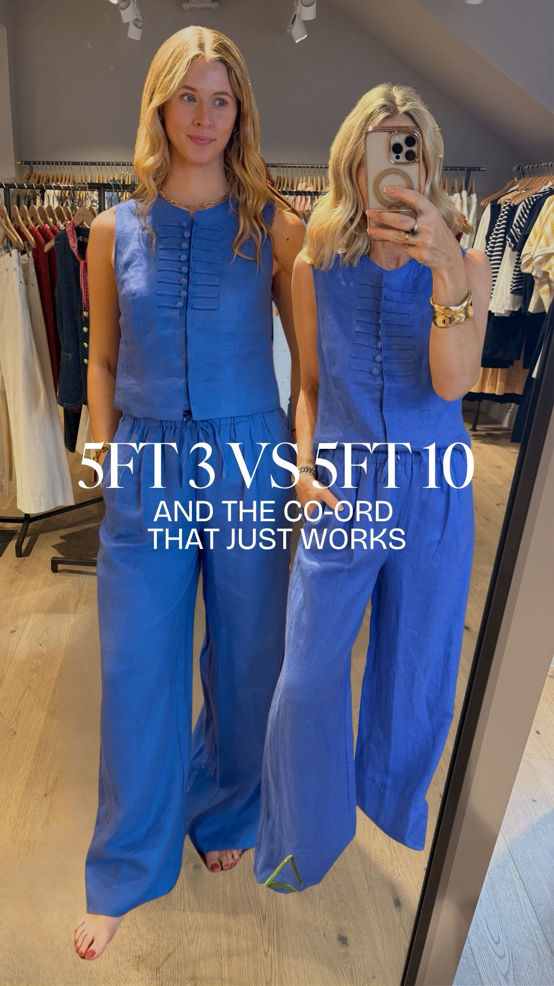 A 5ft 3.5 + a 5ft 10 in the same co-ord!

This blue linen set is a colour that works for so many of our clients. 
A co-ord like this is a great option, especially in summer when you want something that feels easy but still pulled together. 
It’s also a great choice if you’re different sizes top and bottom, as it gives you more flexibility to find the right fit for both.


#LTKxMintVelvet #LTKstyletip #LTKuk