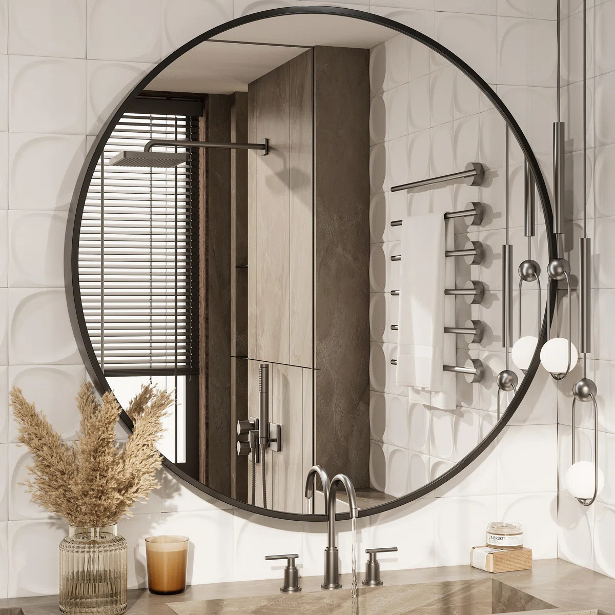 Molly Easy French Cleat Mounting Metal Alloy Wall Round Vanity And Dresser Bathroom Mirror | Wayfair North America