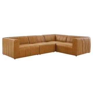 Bartlett 4-Piece Tan Vegan Leather Sectional Sofa | The Home Depot