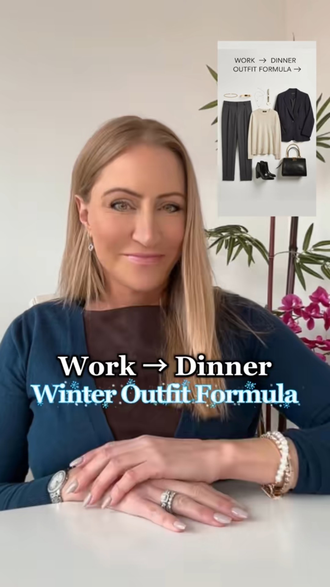 The easiest winter outfit formula for work and dinner.
Tailored trousers, a slim knit, a structured blazer, and a heeled boot — polished for the office but soft enough for dinner after.
Perfect for women 35+ who want clean lines, modern layers, and effortless winter style.
Shop the full Work-to-Dinner Edit ↓
#workoutfitswinter #winteroutfits35plus #workdinneroutfit #polishedstyle #womensfashion35plus #winterstyleformula #deskTodinner #winterwardrobe

#LTKgrwm #LTKOver40 #LTKSeasonal
