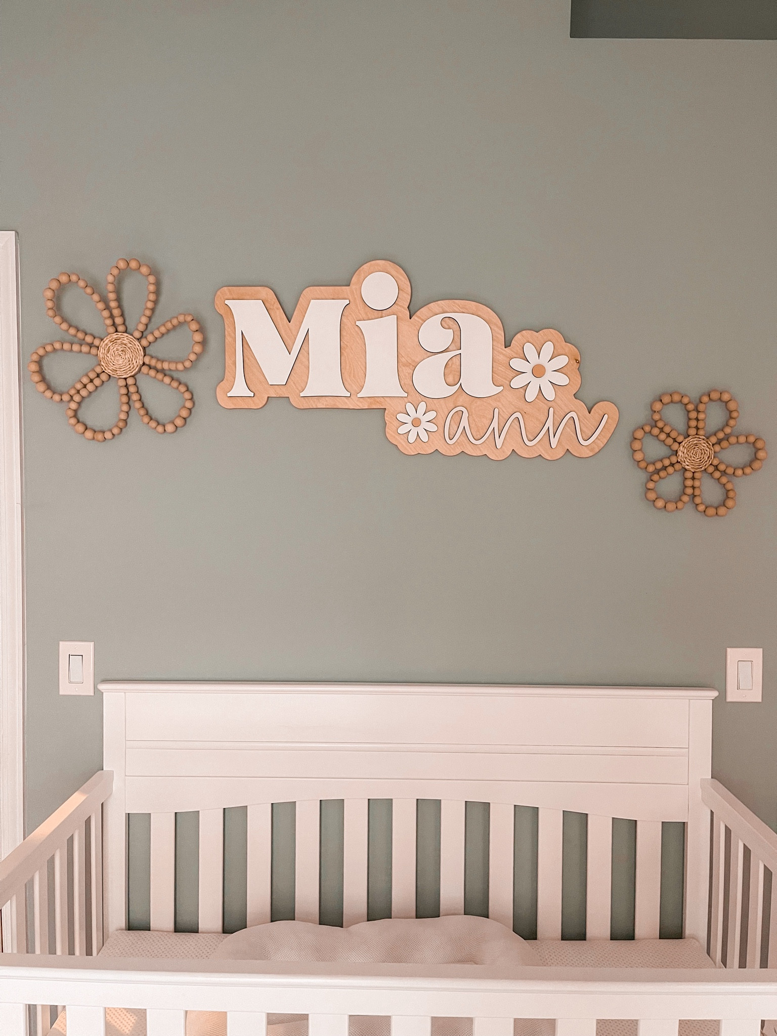 Nursery details for baby girl 💕 the wooden bead daisy’s are from Hobby Lobby but I linked similar ones that are also cute! 

#LTKBump #LTKBaby #LTKHome
