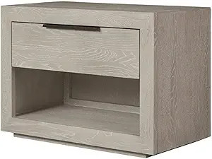 Pemberly Row Modern Oak Nightstand, Quartz Finish, 1 Drawer with Metal Glides, Open Display Shelf... | Amazon (US)