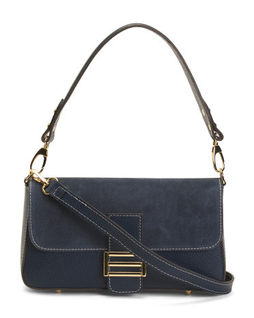 Made In Italy Leather Baguette With Suede Detail | TJ Maxx
