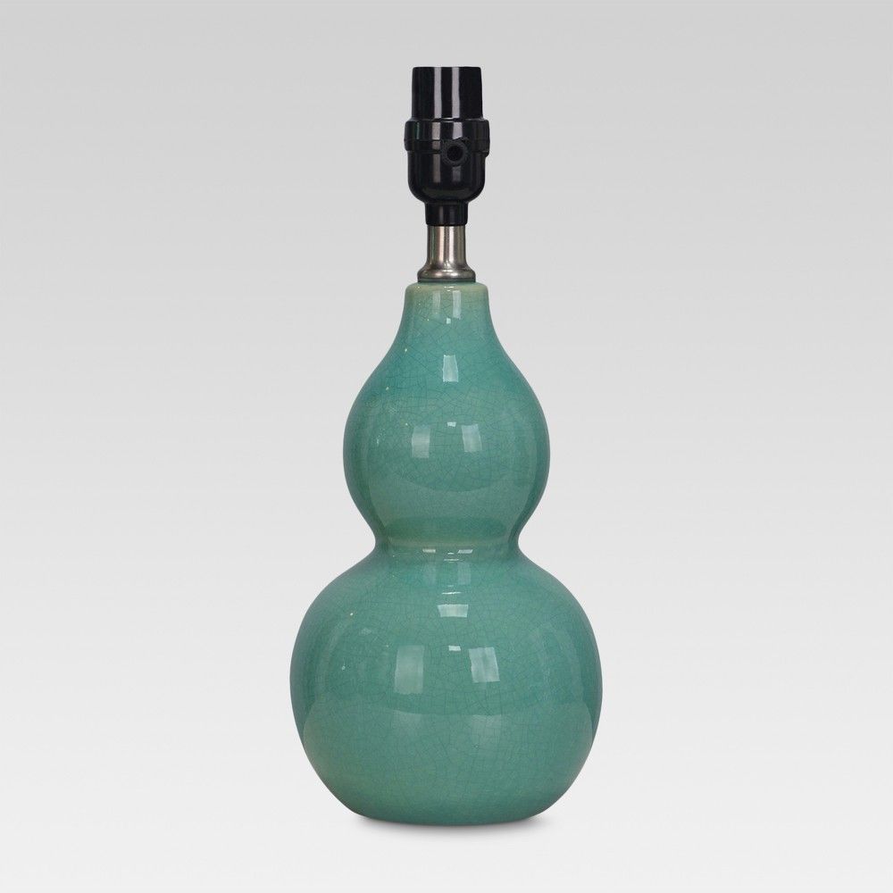 Double Gourd Ceramic Small Lamp Base Aqua Lamp Only - Threshold , Blue | Target