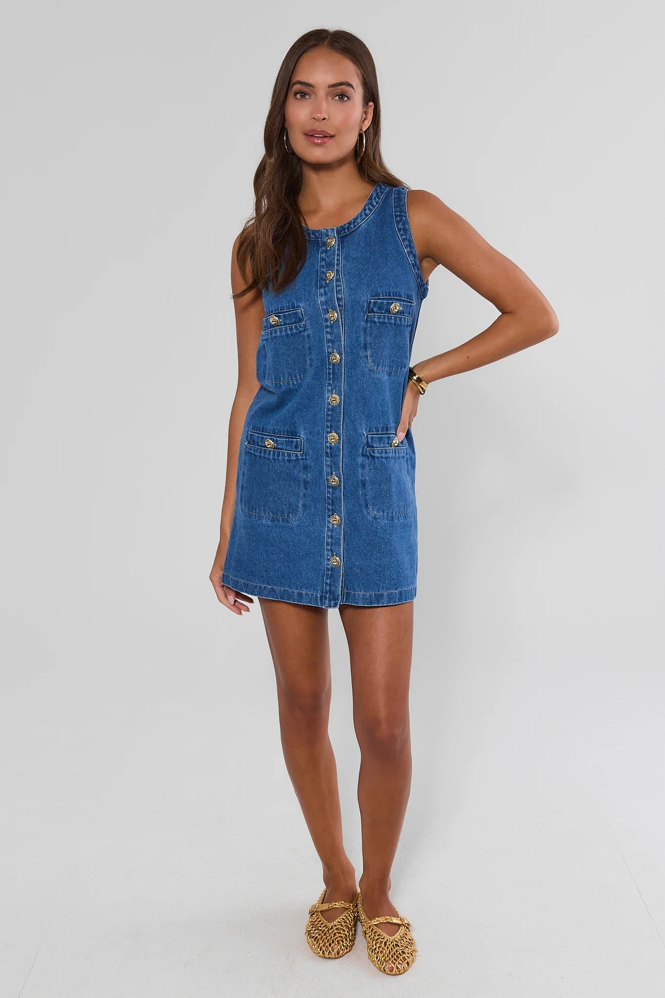 Aly Denim Button Up Short Dress | Avara
