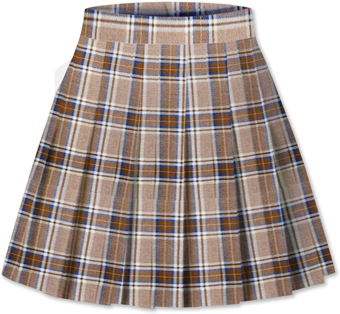 SANGTREE Women Plaid Pleated Skirt School Uniform High Waist Plus Size A Line Skort for Girls wit... | Amazon (US)