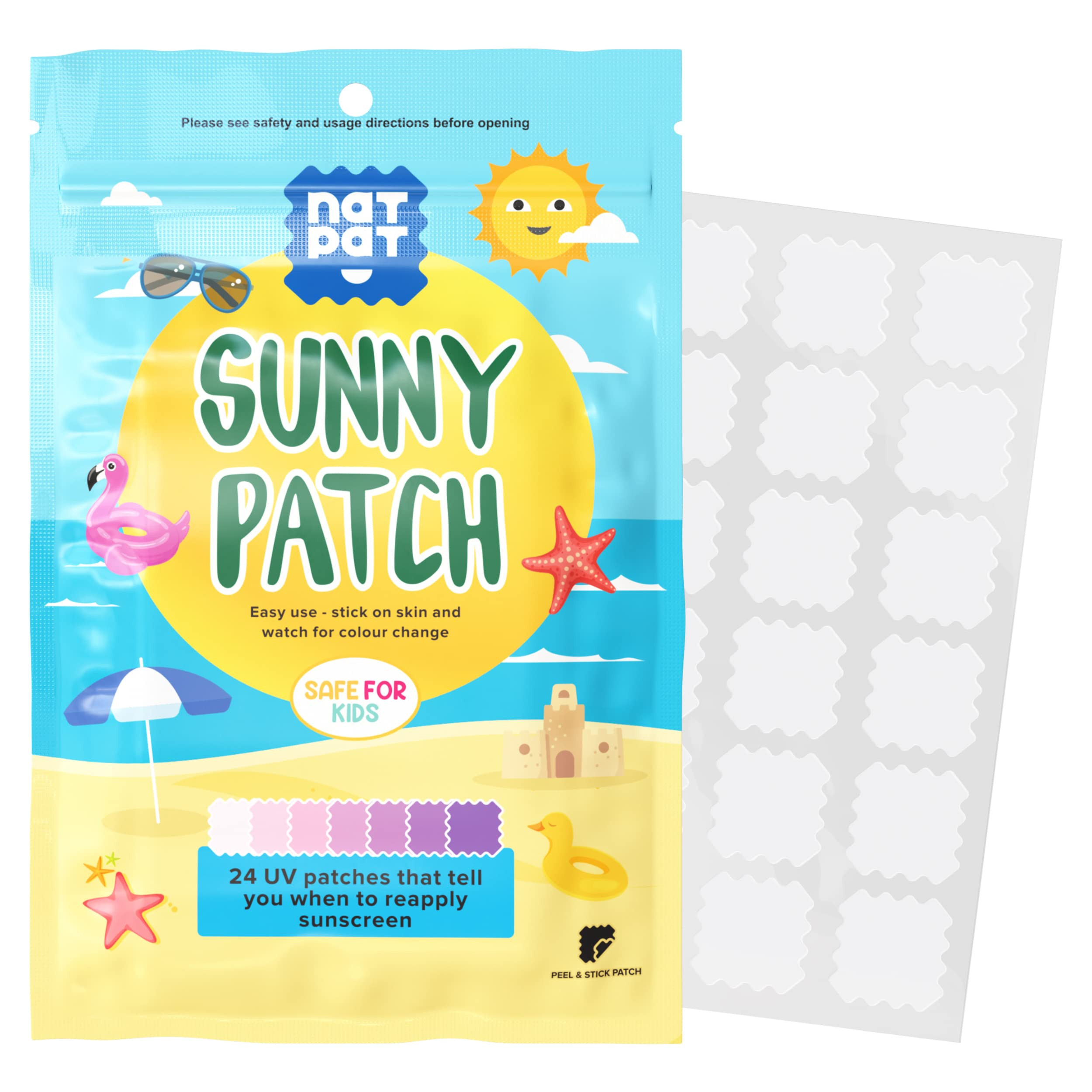 NATPAT Sunny Patch UV Detection Stickers Sunburn Prevention for Kids and Adults - Natural Waterpr... | Amazon (US)