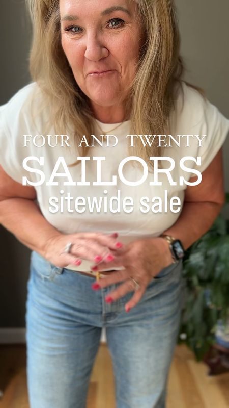 20% off sitewide at Four and Twenty Sailors online and in store. They have women’s, children’s, men’s.  Baptism/communion dresses, layette. 

Tell friends too about the sale! 

My oat tee is available in black. It’s lovely quality. My jeans are size 32, the wide leg jeans are a size 31. These are really good quality. 

Mother’s Day gifts Mother’s Day sale 

#LTKFamily #LTKSaleAlert #LTKBaby