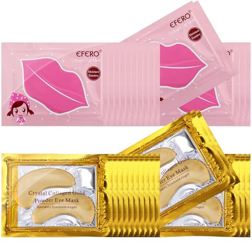 DELISOUL 30 Pack Collagen Crystal Lip Masks and Gold Under Eye Masks Natural Moisturizing Gel Anti-Aging Anti Chapped Hydrating Reducing Puffiness Dark Circles and Wrinkles Lip Eye Pads for Women Men | Amazon (US)