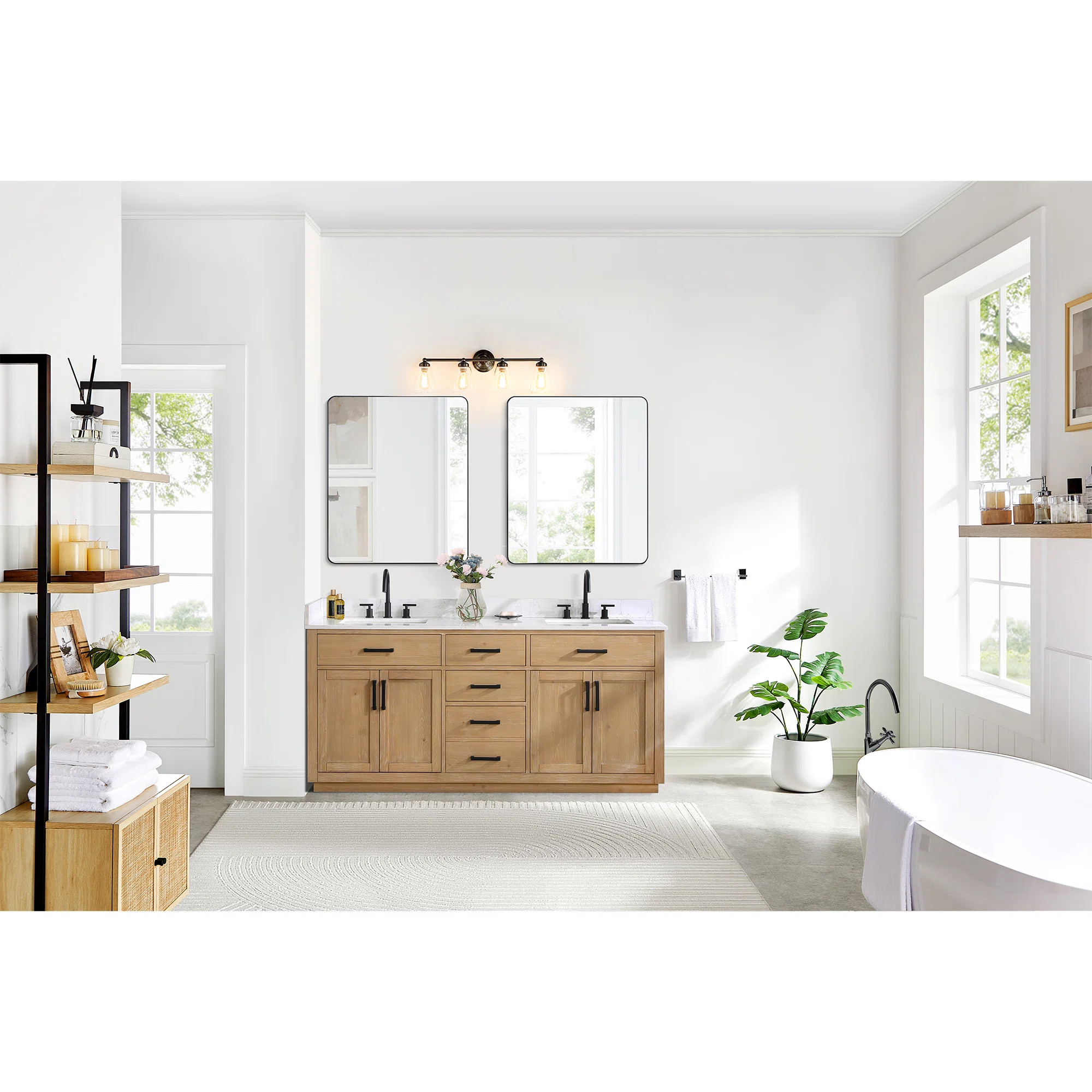 Gavino 72'' Double Bathroom Vanity with Engineered Stone Top | Wayfair North America
