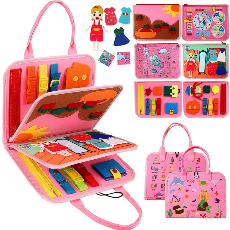 Toddler Busy Board Montessori Learning Toys for 1 2 3 4 Year Old, Travel Toys Felt Busy Book Sens... | Walmart (US)