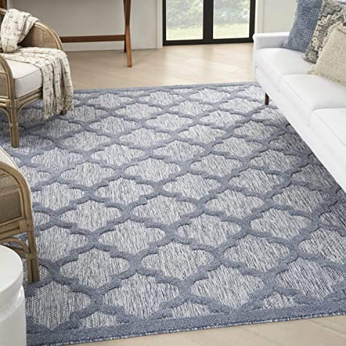 Nourison Easy Care Moroccan Denim Blue 8' x 10' Area -Rug, Trellis, Easy -Cleaning, Non Shedding, Bed Room, Living Room, Dining Room, Backyard, Deck, Patio (8x10) | Amazon (US)