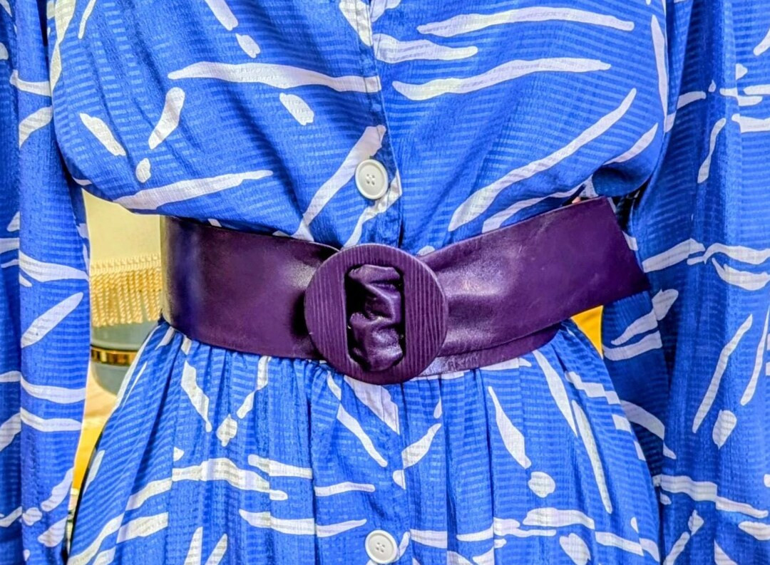 Vintage Liz Claiborne purple eggplant ladies leather adjustable belt buckle 80s 90s vibes wide S ... | Etsy (US)
