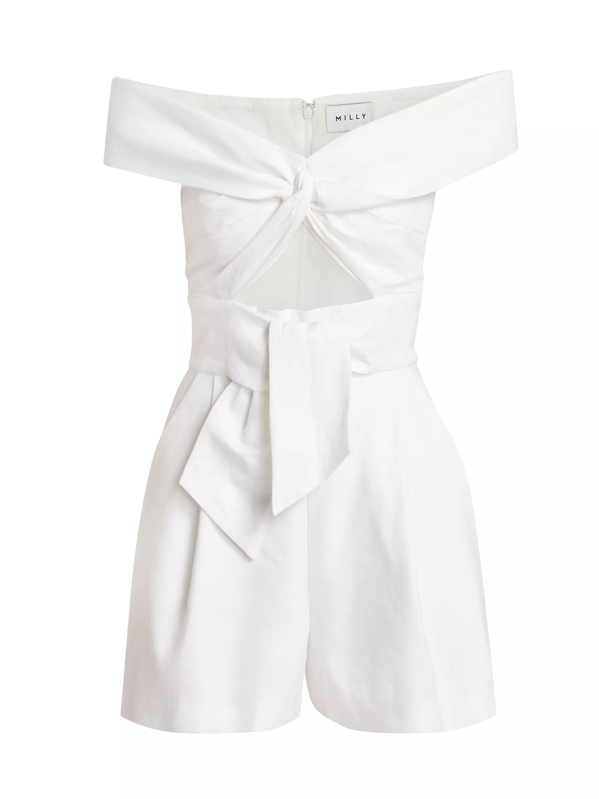 Women's ClothingJumpsuits & RompersMillyLinen-Blend Off-The-Shoulder Romper$325 | Saks Fifth Avenue