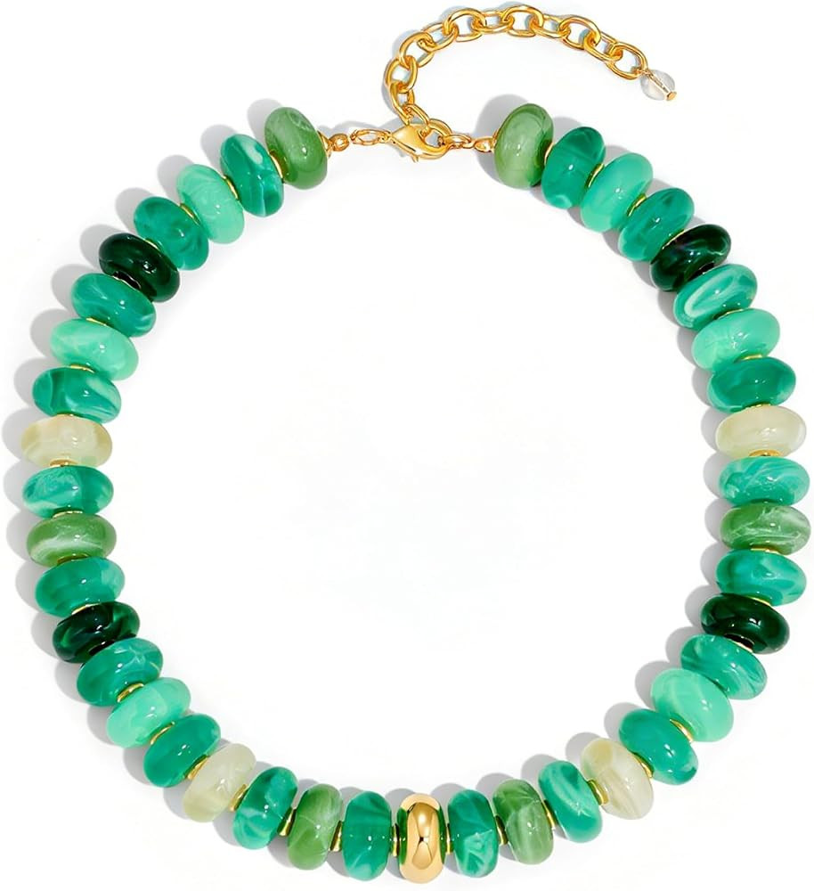 WOWORAMA Colorful Chunky Necklaces for Women 20MM Large Oversized Resin Beaded Necklace Bold Stat... | Amazon (US)