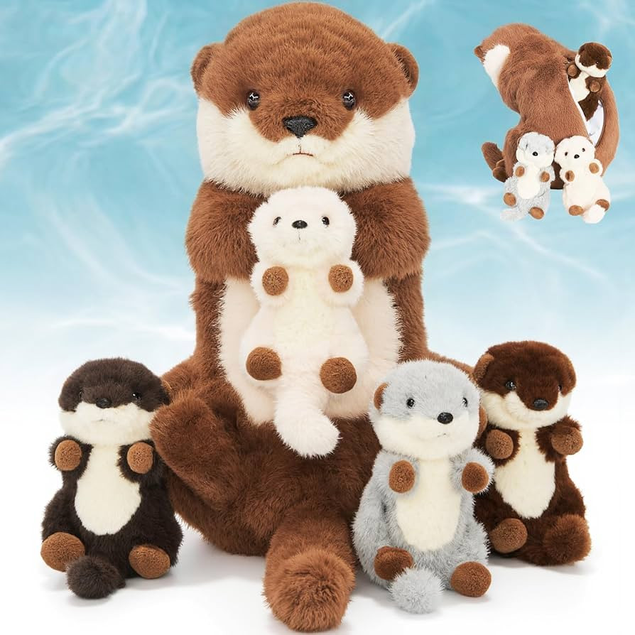 OUOZZZ 18.5" Otter Plush Toy with 4 Babies, 5 in 1 Otter Stuffed Animal for Kids Girls Boys, Soft... | Amazon (US)