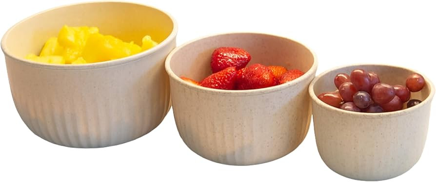 Set of 3 Bowls with Lids - Microwave, Freezer, and Fridge Safe Nesting Mixing Bowls - Eco-Conscio... | Amazon (US)