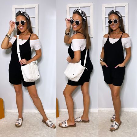 Designer look for less! Wearing a small in the top & romper. Exact shoes & headband are on LTK. I’m 5’3”, 118lbs, 30DDD-27-38.

Free people romper lookalike, sandals, summer outfit, concert outfit, vacation outfit, travel outfit, crossbody bag, white sunglasses 

#LTKStyleTip #LTKSeasonal #LTKFindsUnder50