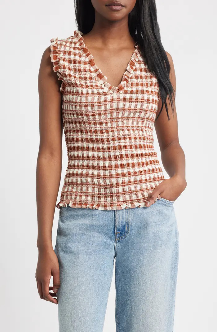 Topshop Plaid Smocked Tank Top | Nordstrom | Nordstrom
