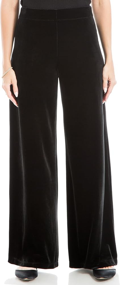 Max Studio Women's Ponte Velvet Elastic Waist Wide Leg Pant, for Office & Work | Amazon (US)