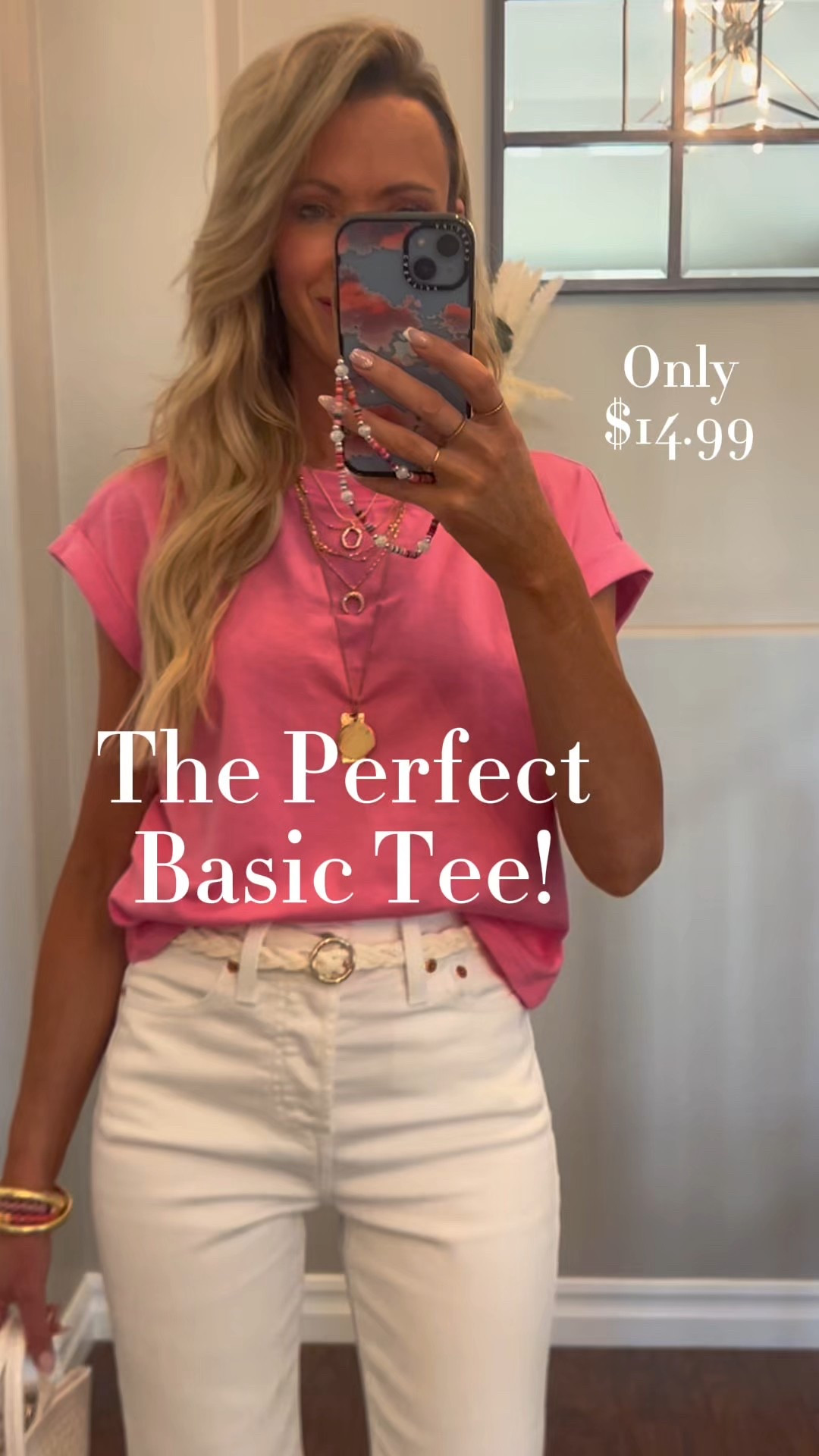 This tee is so cute! Perfect for a casual classic look! And it’s only $14.99 today! 
Comes in so many colors
Size- small
Jeans- true to size
Sandals- true to size (i know! They are a splurge but they are my fave) i liked other gold sandals options too! 🩷

Casual outfit
Spring outfit 
Spring fashion
Amazon fashion
Affordable fashion

#LTKFindsUnder50 #LTKFindsUnder100 #LTKStyleTip