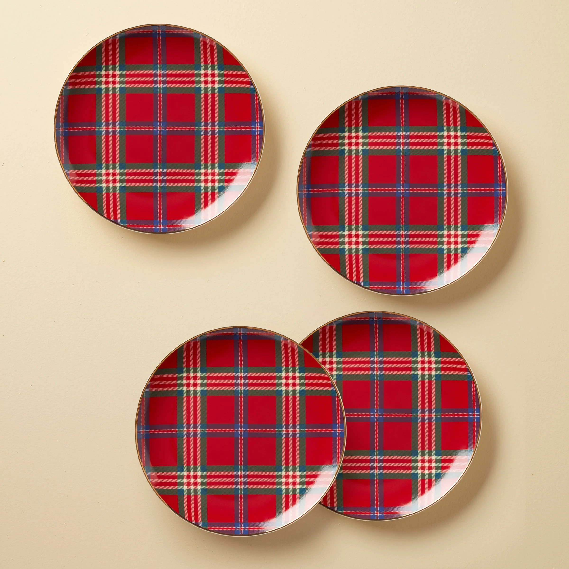 Holiday Red Tartan Accent Plates - Set of 4 | Lenox