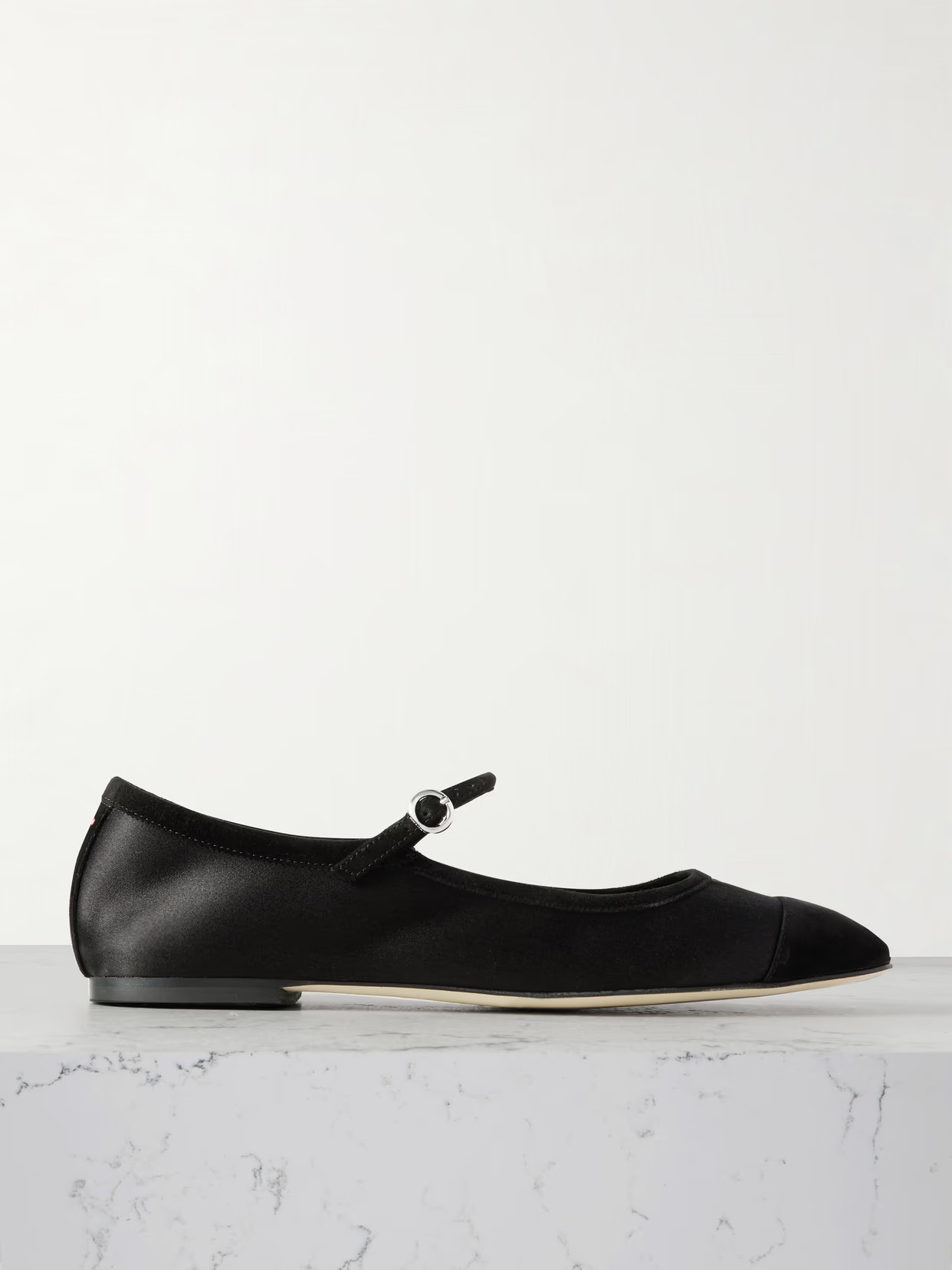 Aeyde - Uma Suede-trimmed Satin Mary Jane Ballet Flats - Black | NET-A-PORTER (UK & EU)