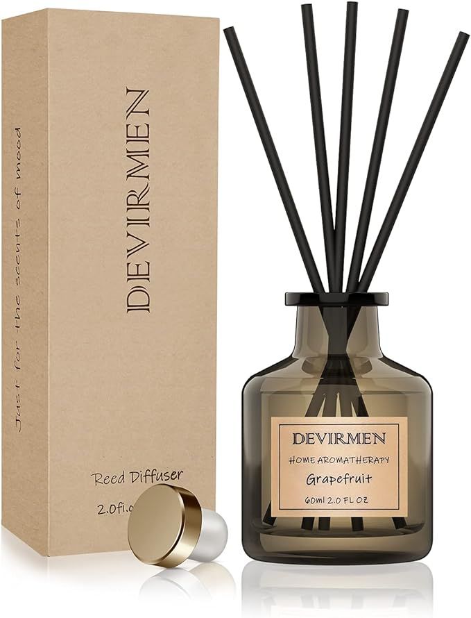 DEVIRMEN Reed Diffuser Grapefruit Scent Diffuser with 8 Reed Sticks Natural Oil Reed Diffusers Se... | Amazon (US)
