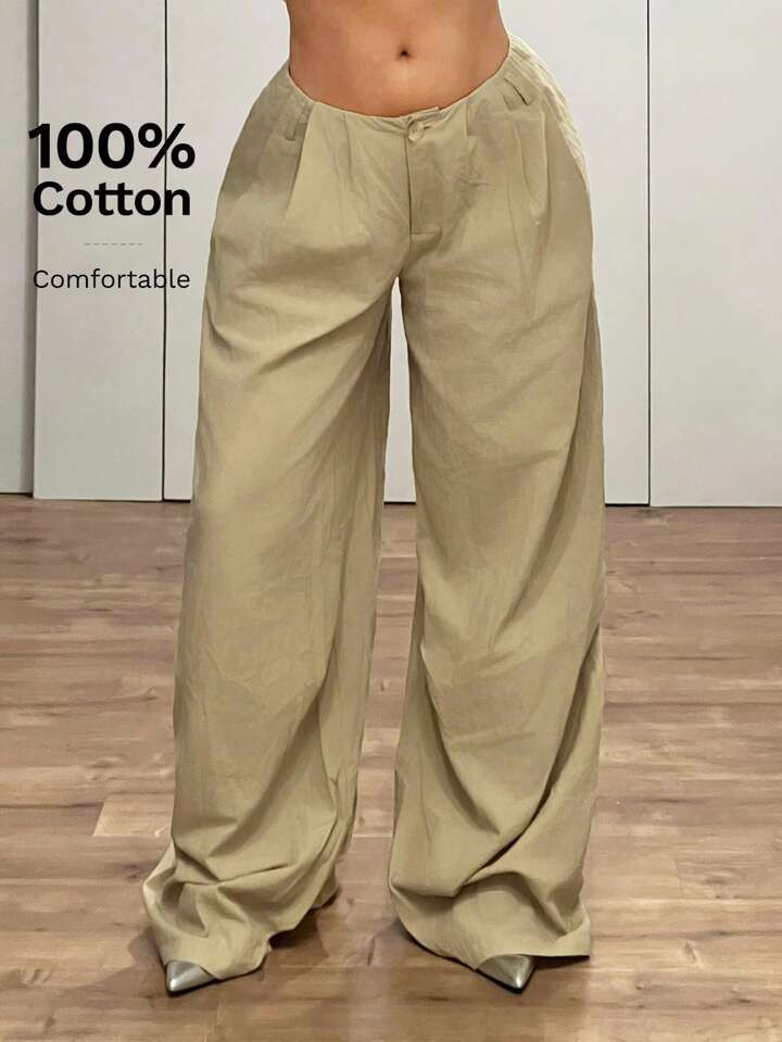 SHEIN ICON Ultra Low-Rise Vintage Loose Wide Leg Extra Long Pants | SHEIN