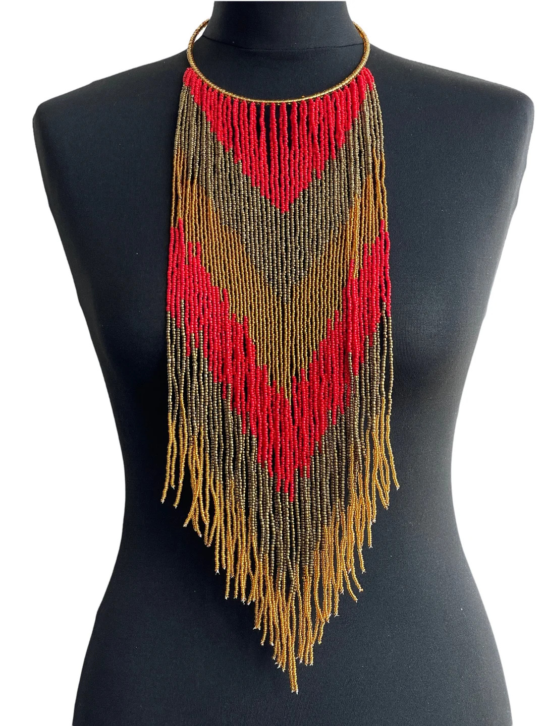 Authentic African Tribal Ethnic Beaded Fringe Necklace Pendant - Etsy | Etsy (US)