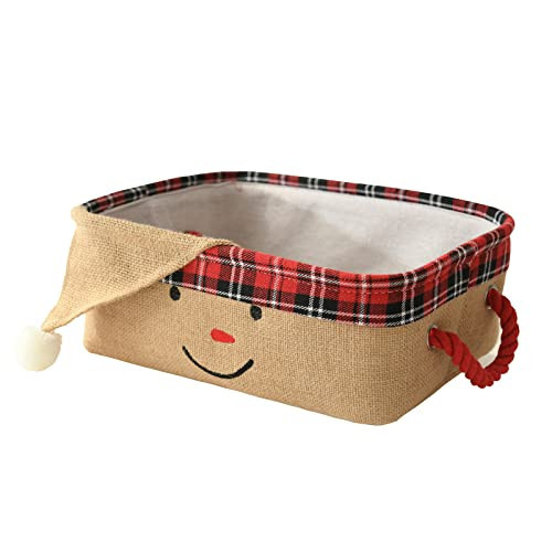 INough Christmas Baskets Empty Holiday Christmas Basket Santa Claus Gift Baskets Storage Bins with Handles, Festive Organizer Collapsible Toy Bin for Nursery, Ornaments & Home Decor | Amazon (US)