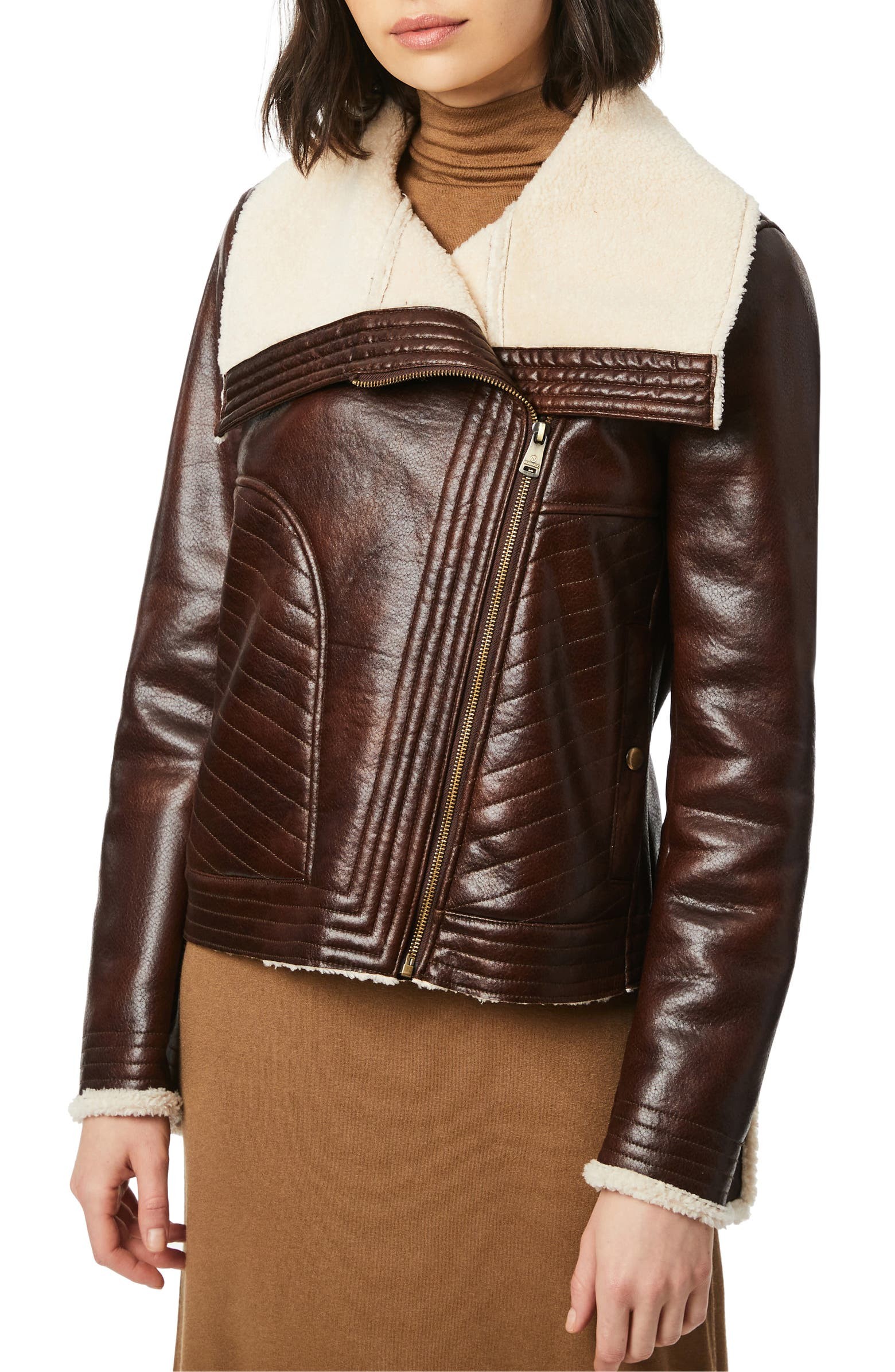 Bernado Faux Leather Moto Jacket with Faux Shearling Lining | Nordstrom