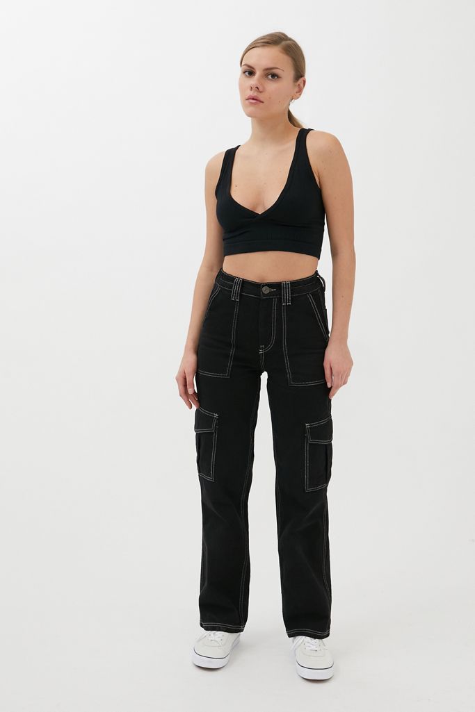 BDG High-Waisted Contrast Stitch Skate Jean – Black | Urban Outfitters (US and RoW)