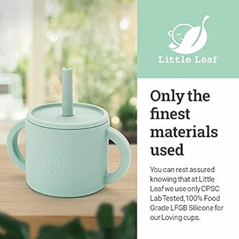 Little Leaf Silicone Baby Cup - 6 OZ Weighted Straw Sippy Cups for Baby - Grippy Handles & Remova... | Amazon (US)