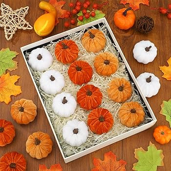 Calabazas artificiales de terciopelo para otoño, 18 unidades, calabazas de espuma de imitación ... | Amazon (US)
