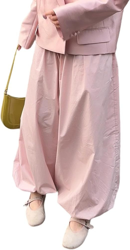 Unybwonn Womens Harem Pants Baggy Casual Pleated Loose Cargo Pants Elastic Waist Wide Leg Hippie ... | Amazon (US)